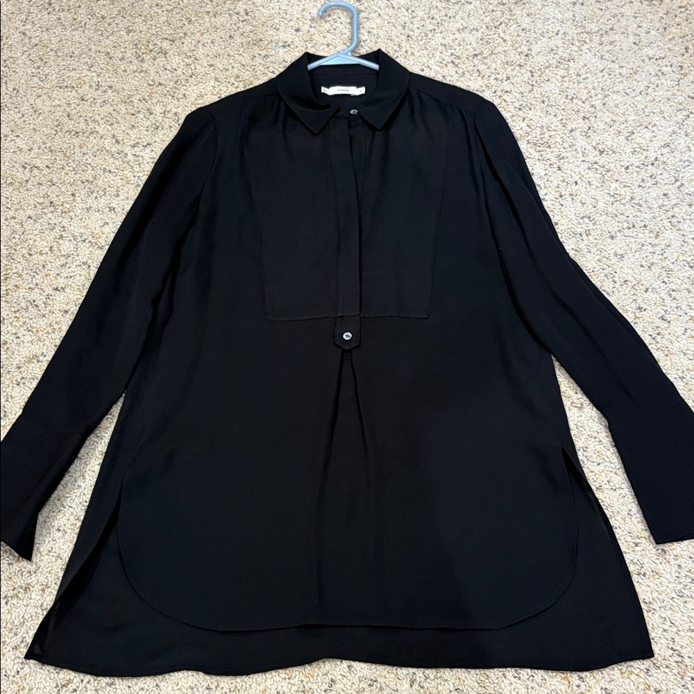 Vince 100% silk black Button Shirt tunic XS